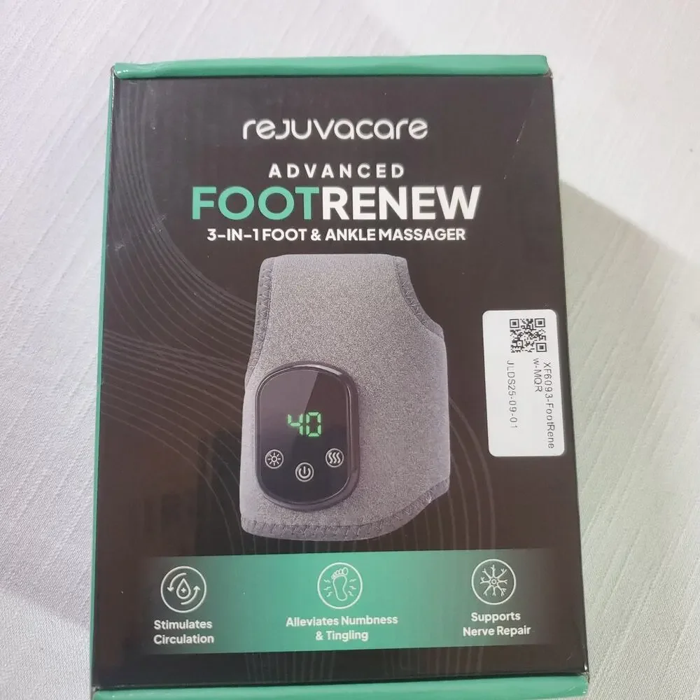 Rejuvacare FootRenew 3-in-1 Foot & Ankle Massager Electric Shiatsu Heat Relief