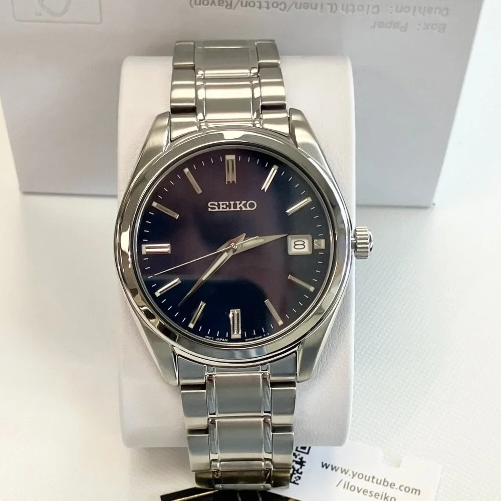 Seiko Stainless Steel Watch With Blue Dial