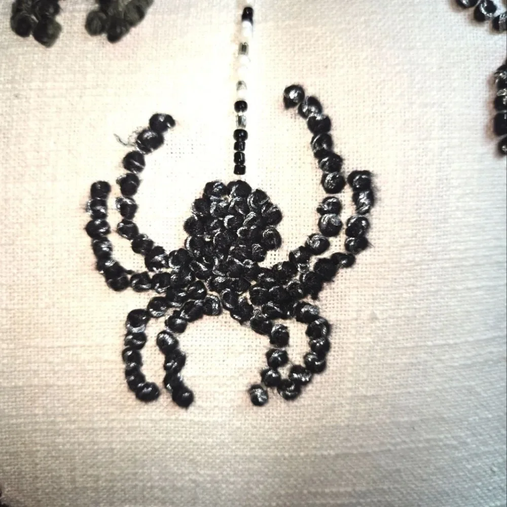 Novogratz‎ Black & Off White Beaded French Knot Spider Accent Pillow 20