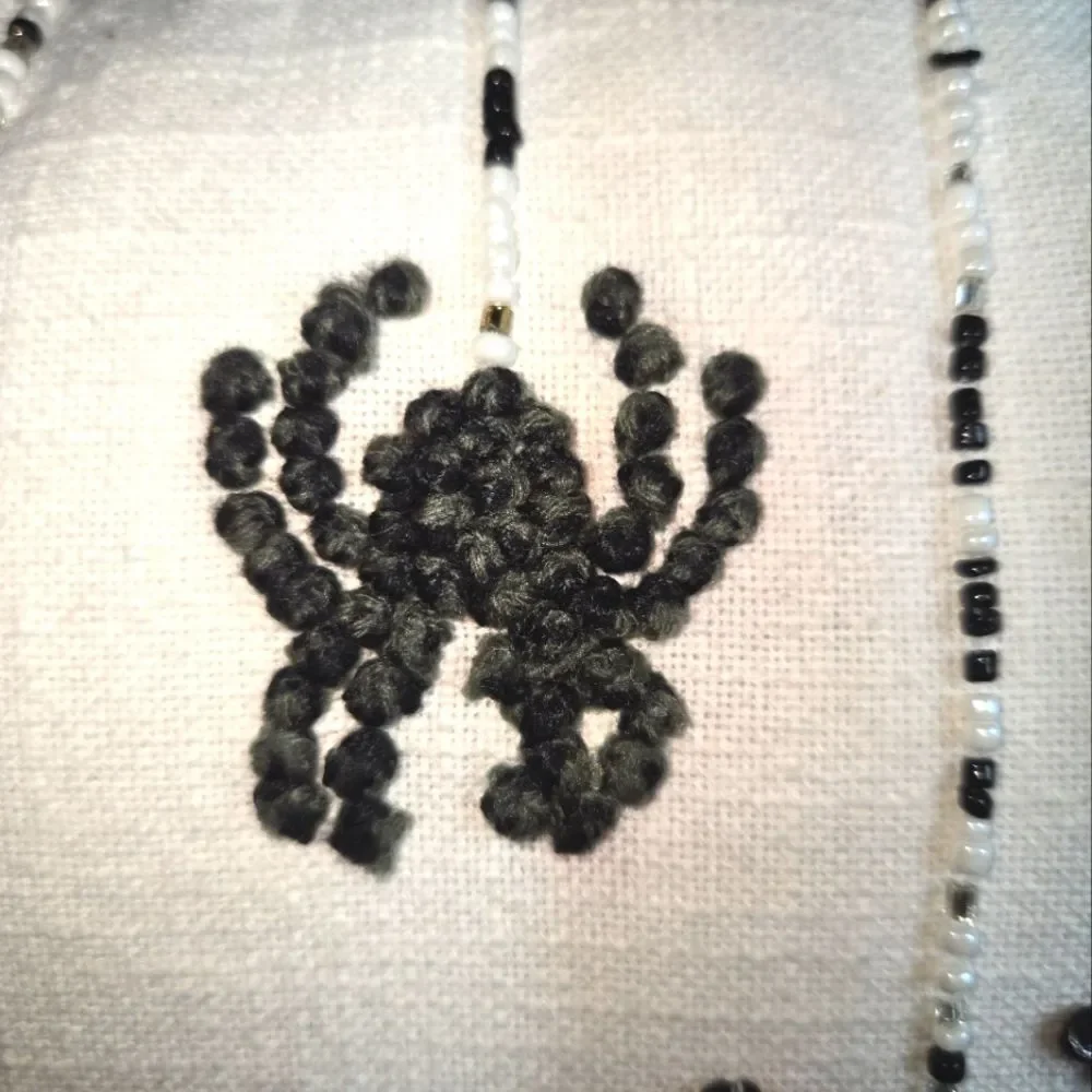 Novogratz‎ Black & Off White Beaded French Knot Spider Accent Pillow 20