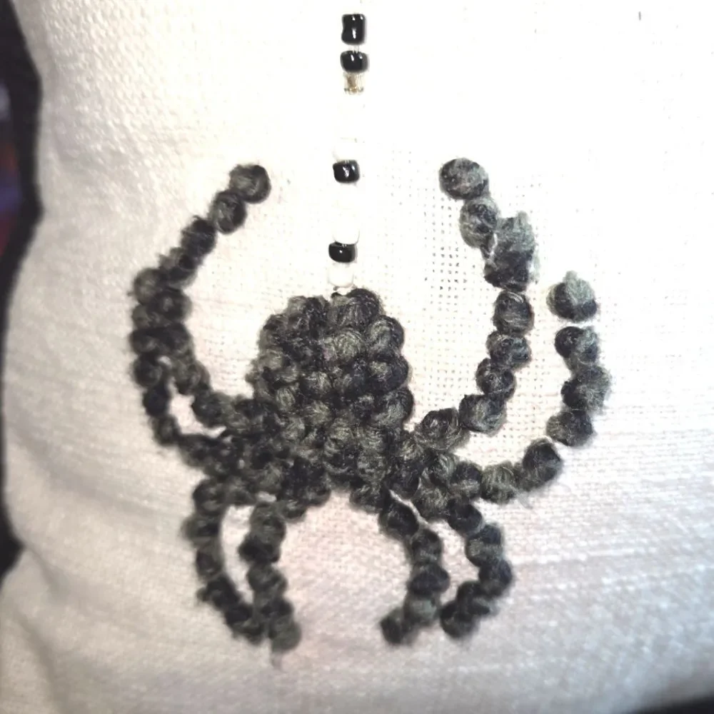 Novogratz‎ Black & Off White Beaded French Knot Spider Accent Pillow 20