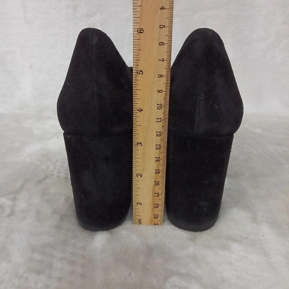 Eileen Fisher Black Suede Platform Block Heel Loafers Vero Cuio Size 7.5