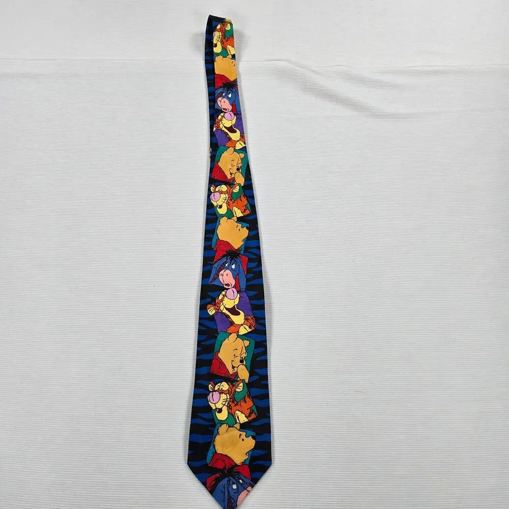 Vintage Disney‎ Winnie The Pooh and Friends Blue Tiger Stripe Neck Tie