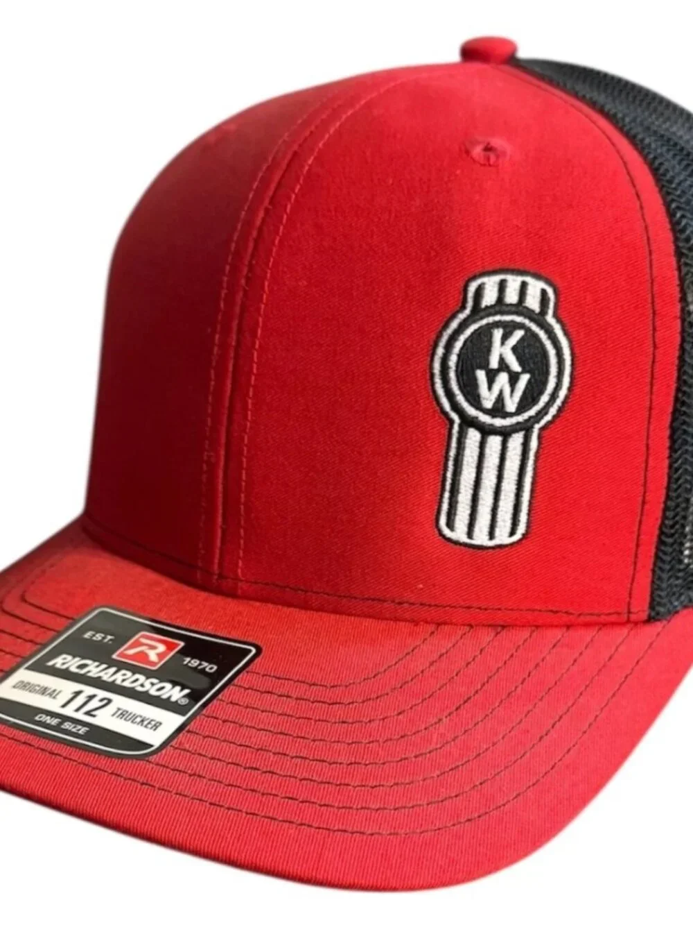 Kenworth Semi Truck Offset Embroidered Red Black Richardson 112 Hat Cap New 80s