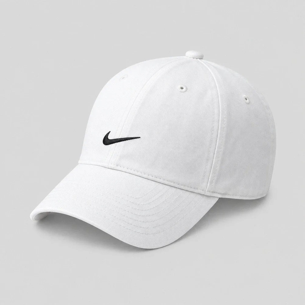 Nike Dri-FIT Club Cap Sail White Black Swoosh Adjustable Hat FV5563-100 M/L