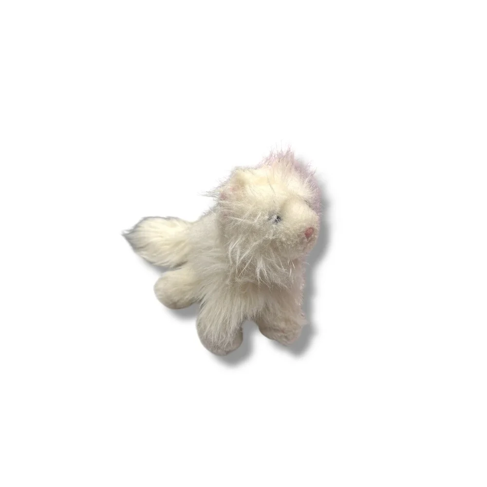 Ganz Webkinz Persian Cat Plush White Shaggy Pink Nose‎ Retired Toy Gift