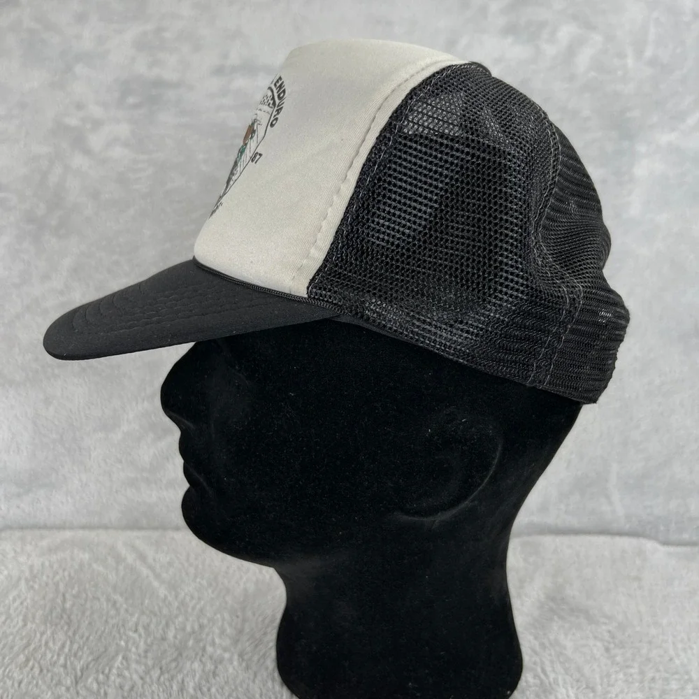 Vintage 1987 Pine Ridge Enduro Trucker Hat Black Motocross Racing Mesh Snapback