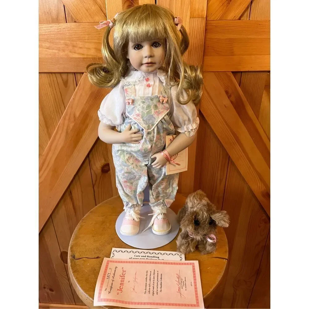 “Jennifer” Hamilton Collection Porcelain Dolls. Vintage. Little Girl And Dog (77