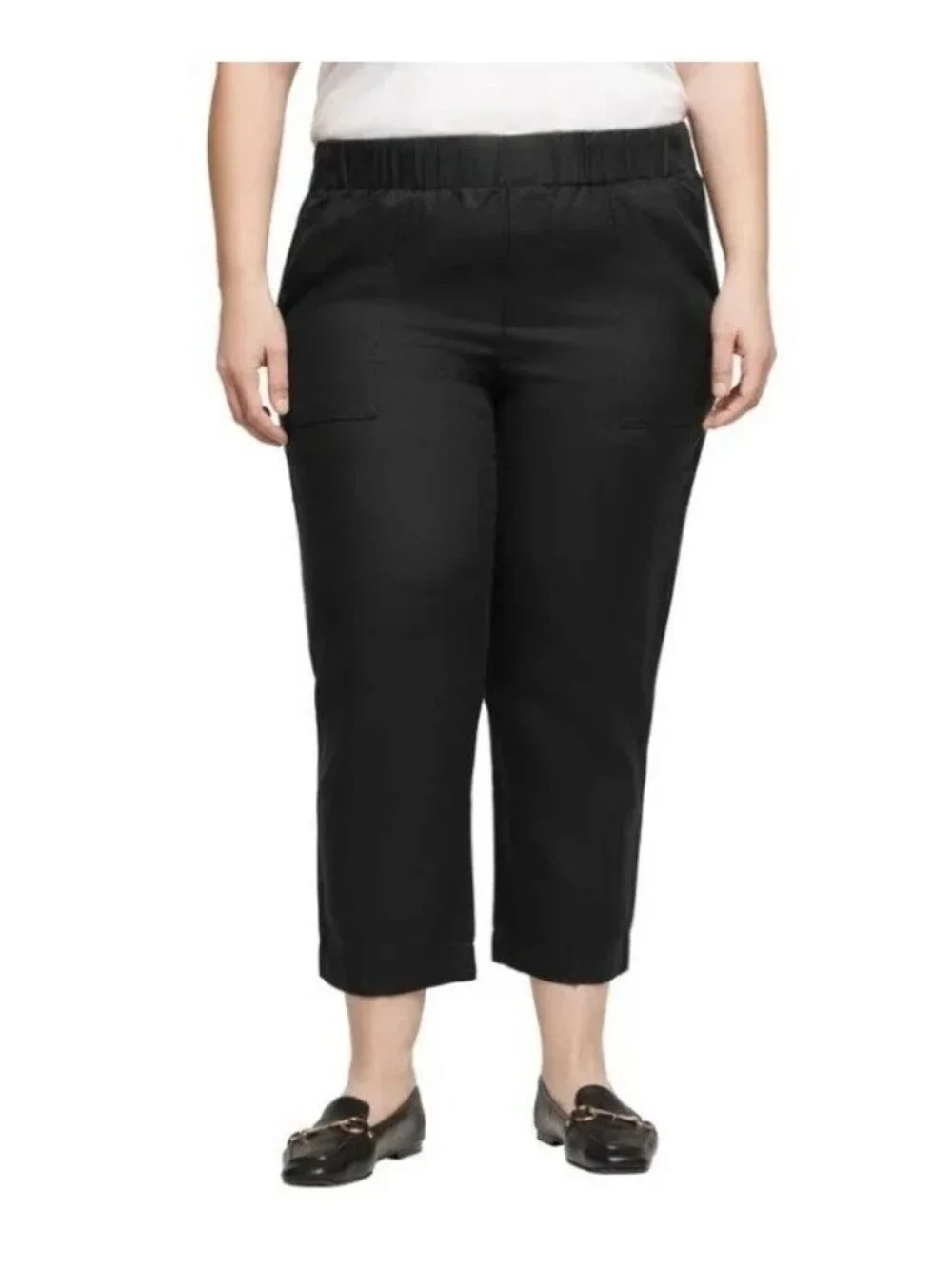 NWT Banana Republic Women's XXL Black Tapered Crop Pants Linen Blend  B1694