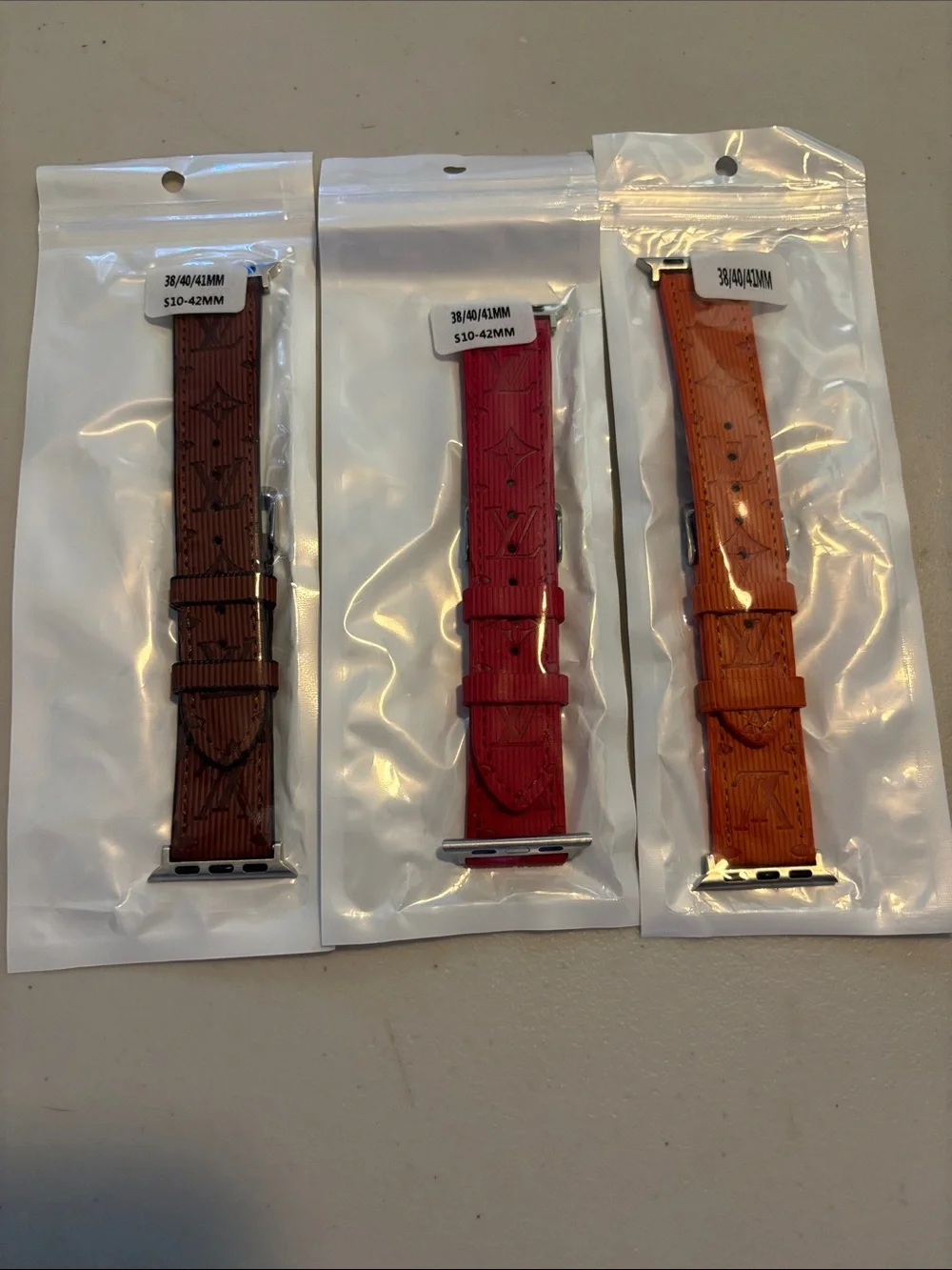 Leather-Pattern Watch Band for Apple Watch - Brown, Red, Orange 38/40/41/42 mm