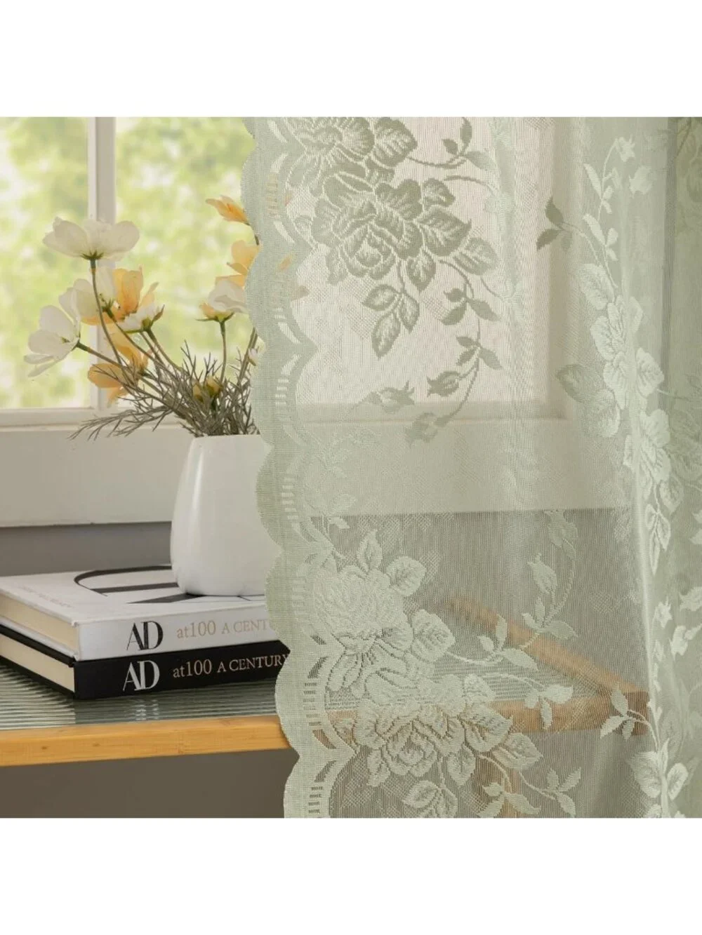 Sage Green Vintage Lace Curtains 84