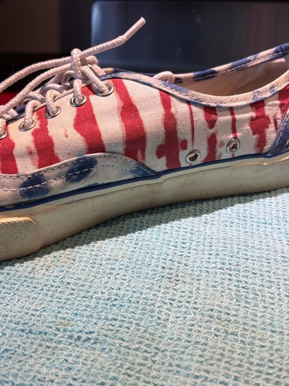 American Eagle”Boat Shoes” Low Canvas Lace Up sneakers Patriotic Themed Sz 11