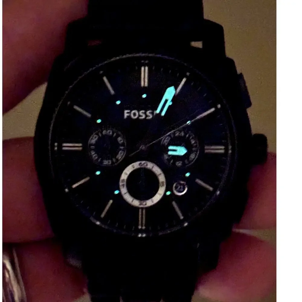 Fossil FS4487 Machine Chronograph Men’s Gunmetal Black Silicone Strap Watch