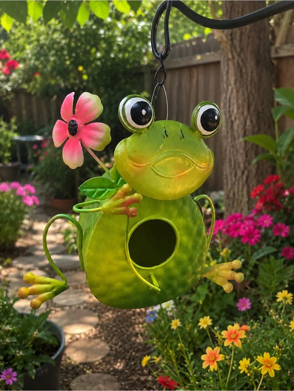 🩷. Whimsical Green Frog Hanging Reptile Habitat Feeder