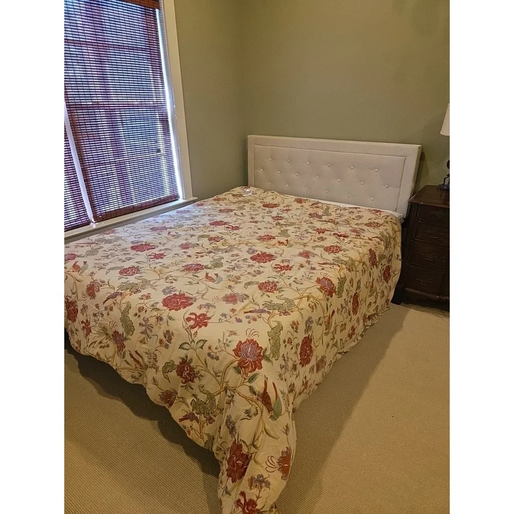 Waverly‎ Jacobean Floral Bird Reverse Stripe King Comforter 
