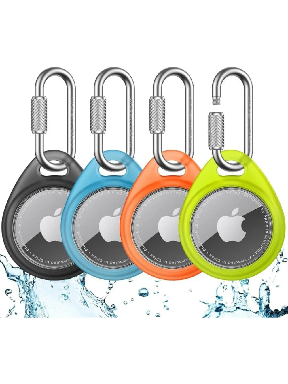 Durable AirTag Holder Case with Carabiner - 4 Pack, Secure & Stylish Accessory