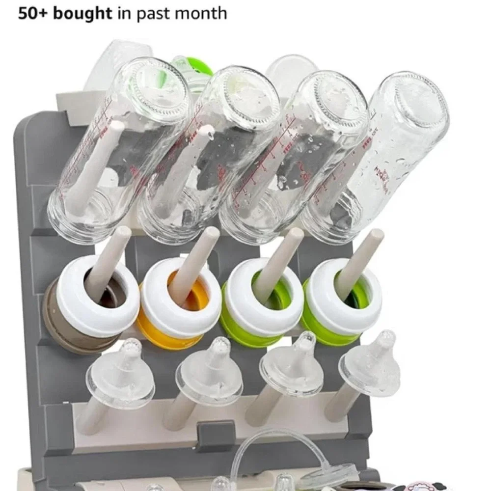 Foldable Baby Bottle Drying Rack BPA-Free Large Capacity Vertical Organizer Gray
