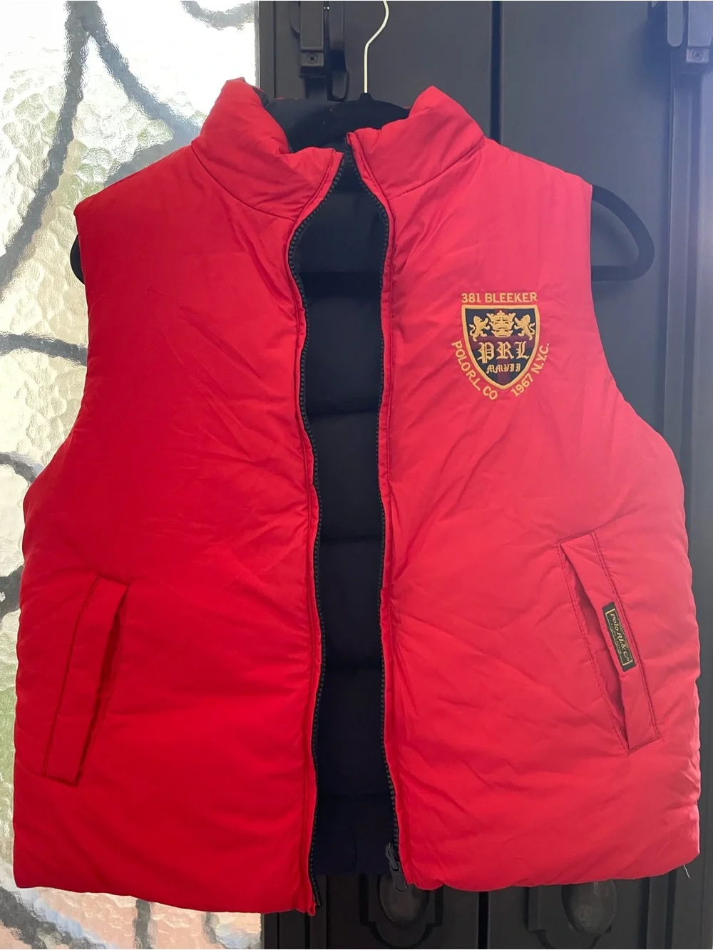 Ralph Lauren Red Puffer Vest with Crest Patch -Reversible. Large size for boys