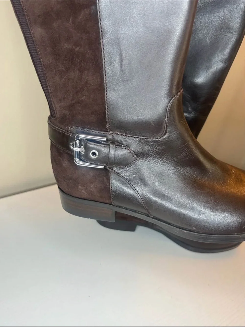 Marc Fisher Medium Calf Studded Tall Leather/Suede Boots Size 6.5