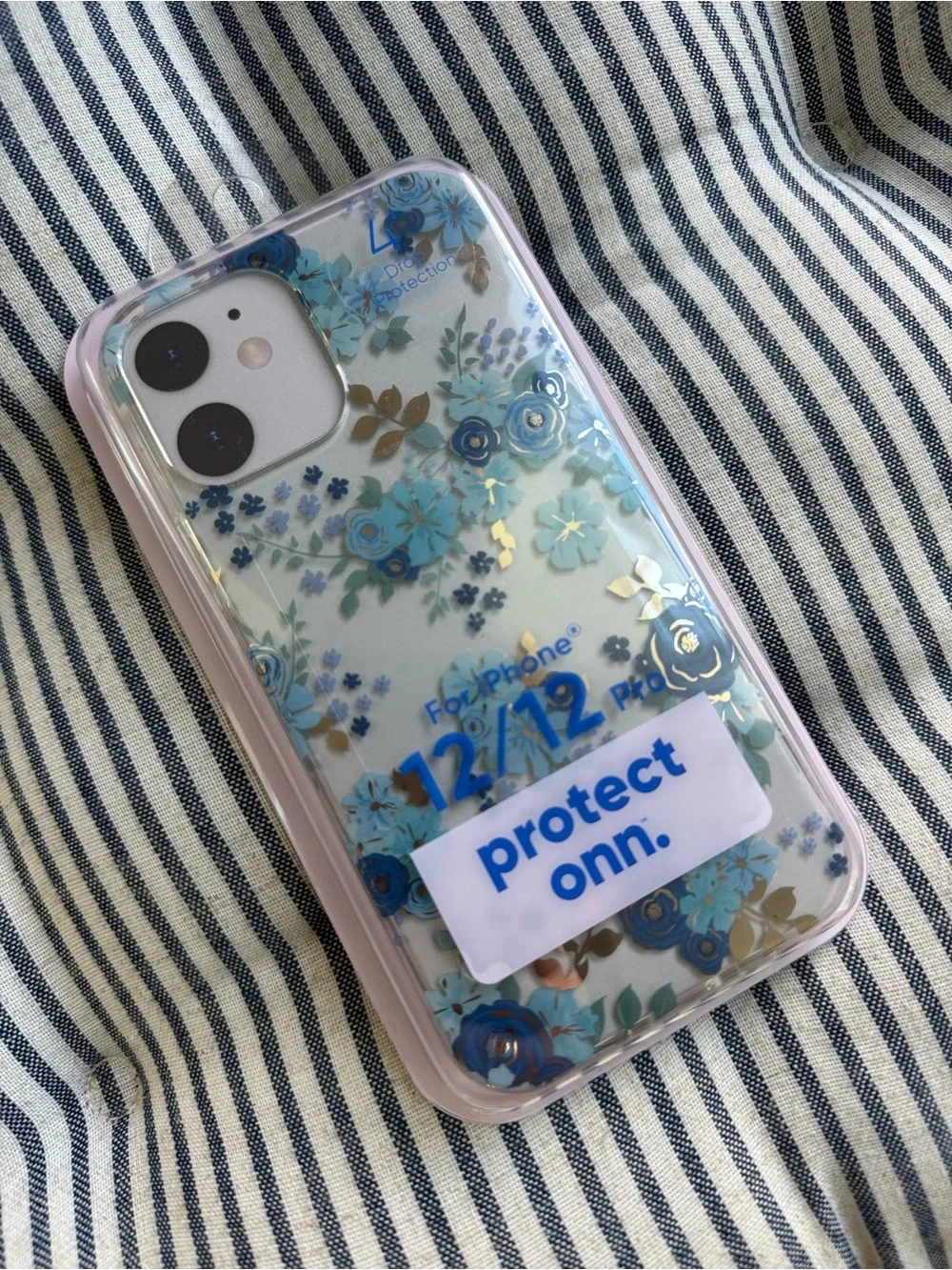 iPhone Case Blue Gold Foil Metallic Floral Brand New for iPhone 12/12 Pro