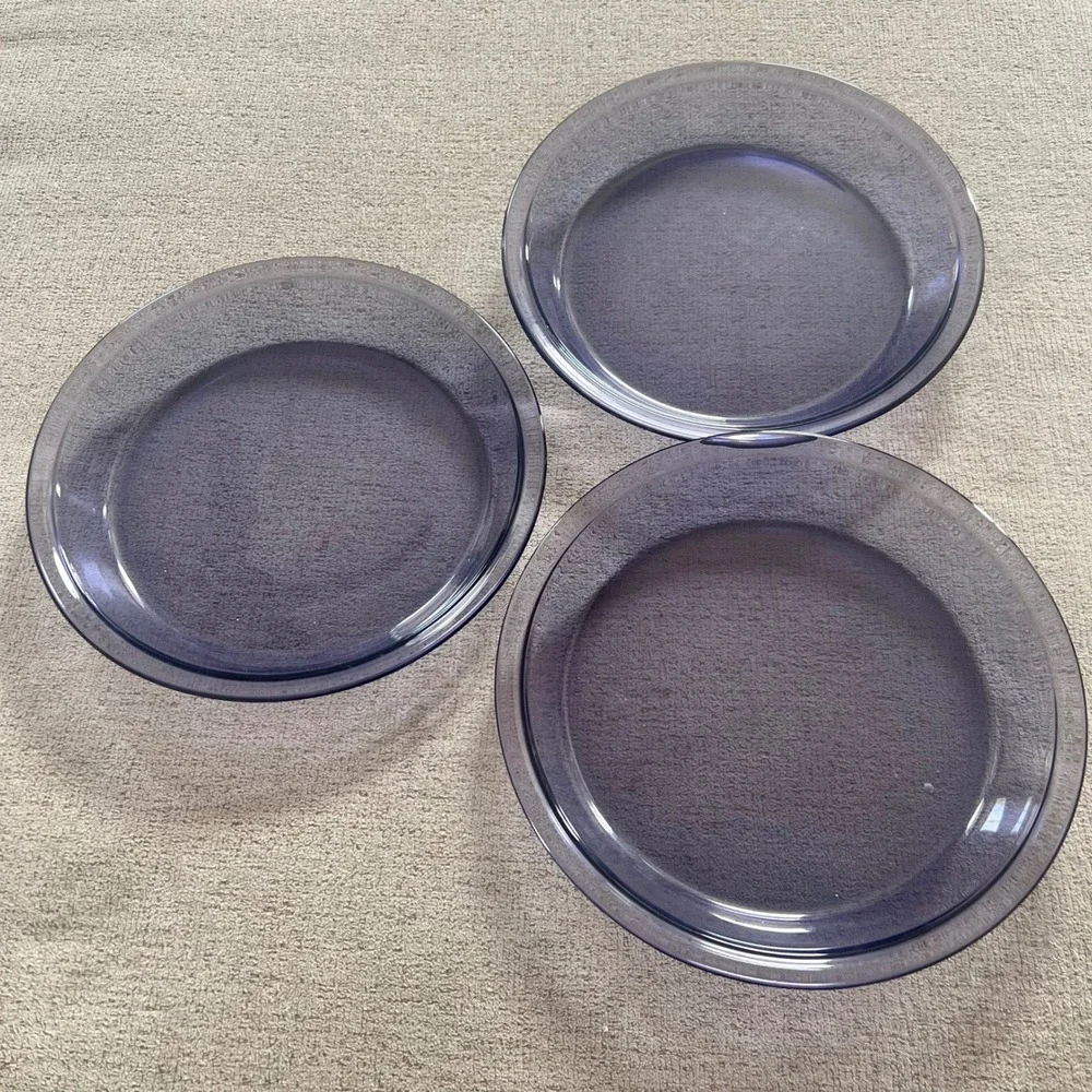 Pyrex Originals Amethyst 9 Inch Glass Pie Plate Set 3 Piece Purple 1038413
