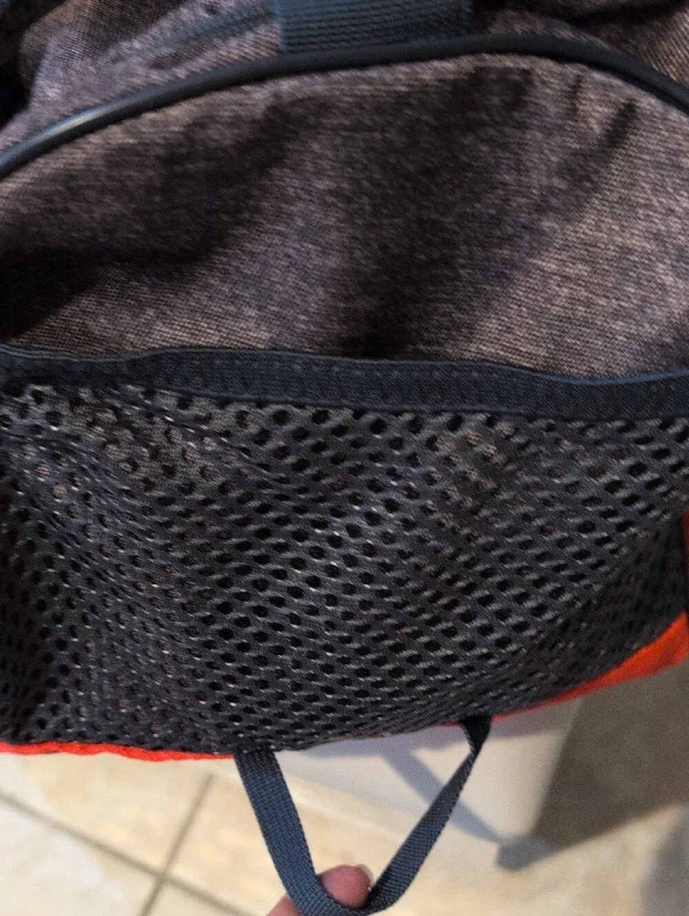 Adidas Squad 3 Red and Gray Duffel Bag with Teal Accent