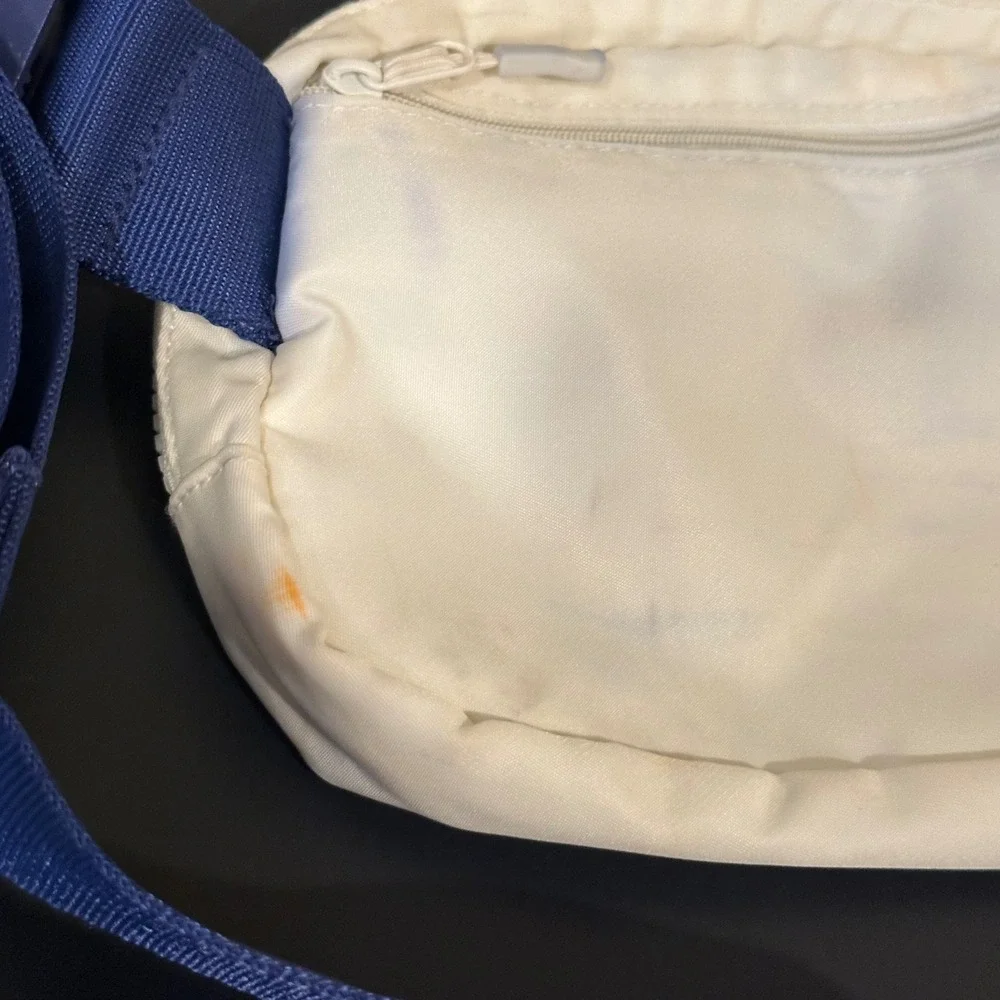 Aldi Gear Retro Rainbow Swirl Backpack and Striped Belt Bag Set Blue White