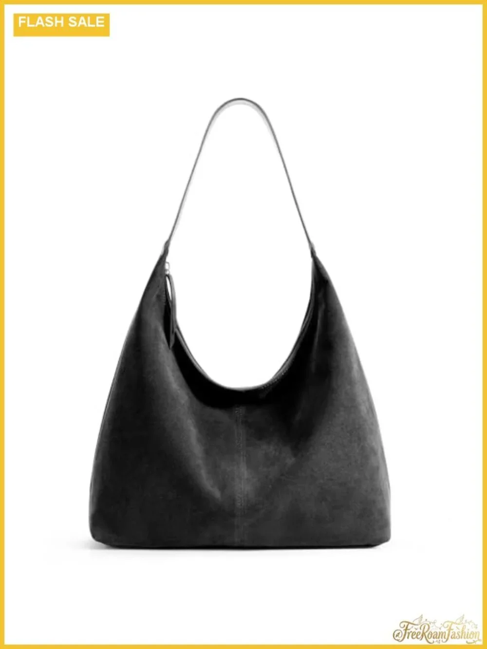 Slouchy Tote Bag 18L Casual Vegan Leather Crescent Hobo Zipper Bag