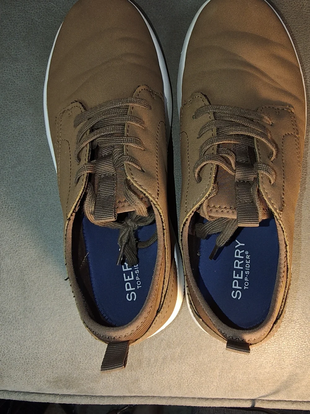 Sperry Kids Tan Lace-Up Dress Sneakers with White Sole