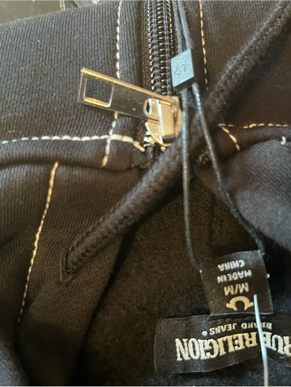 True Religion Black Full-Zip Hoodie with White Logo