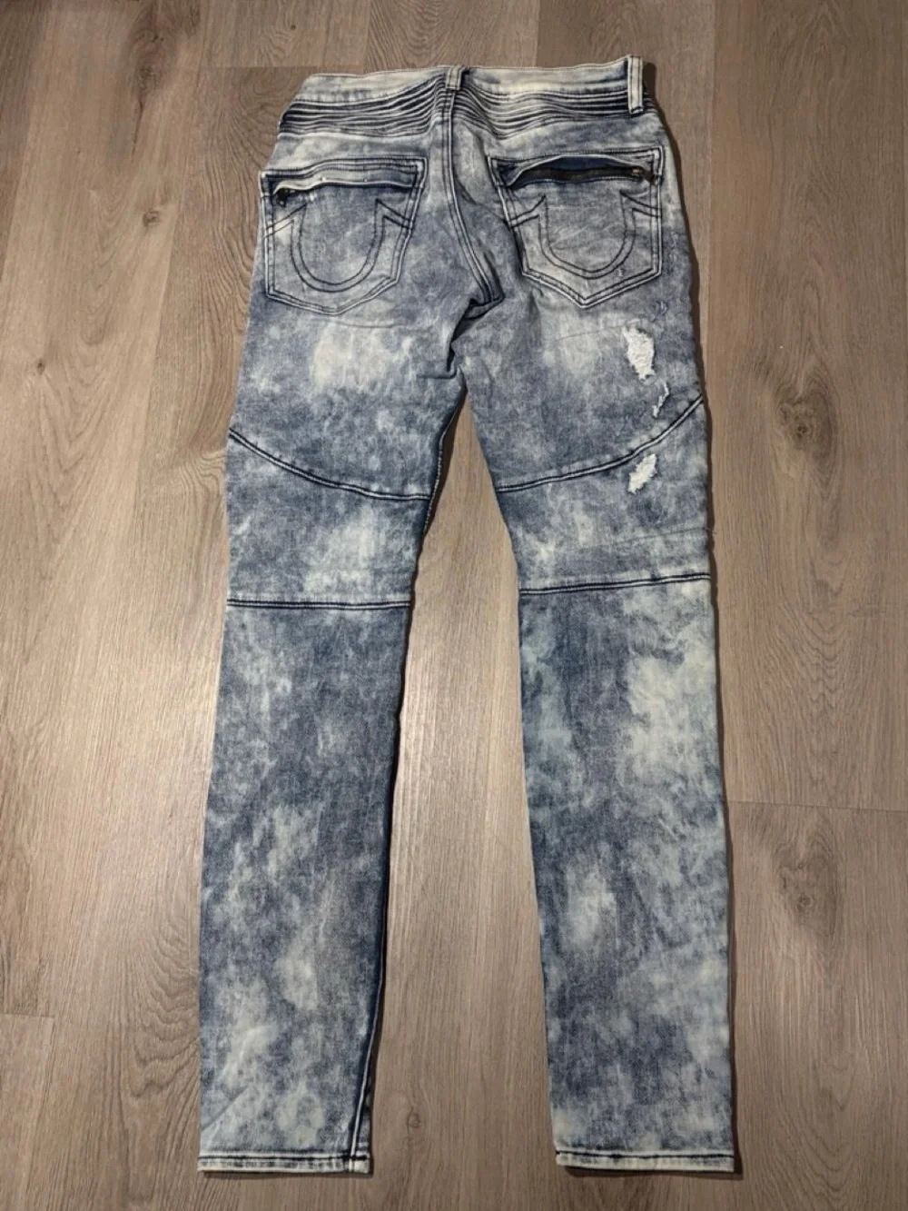 True Religion Men's Acid Wash Skinny Jeans in Blue