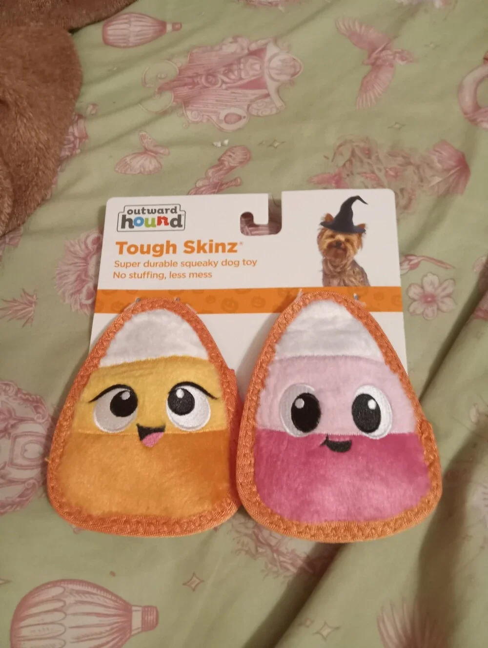 NWOT Halloween Pink Orange Candy Corn Squeaky Dog Toy