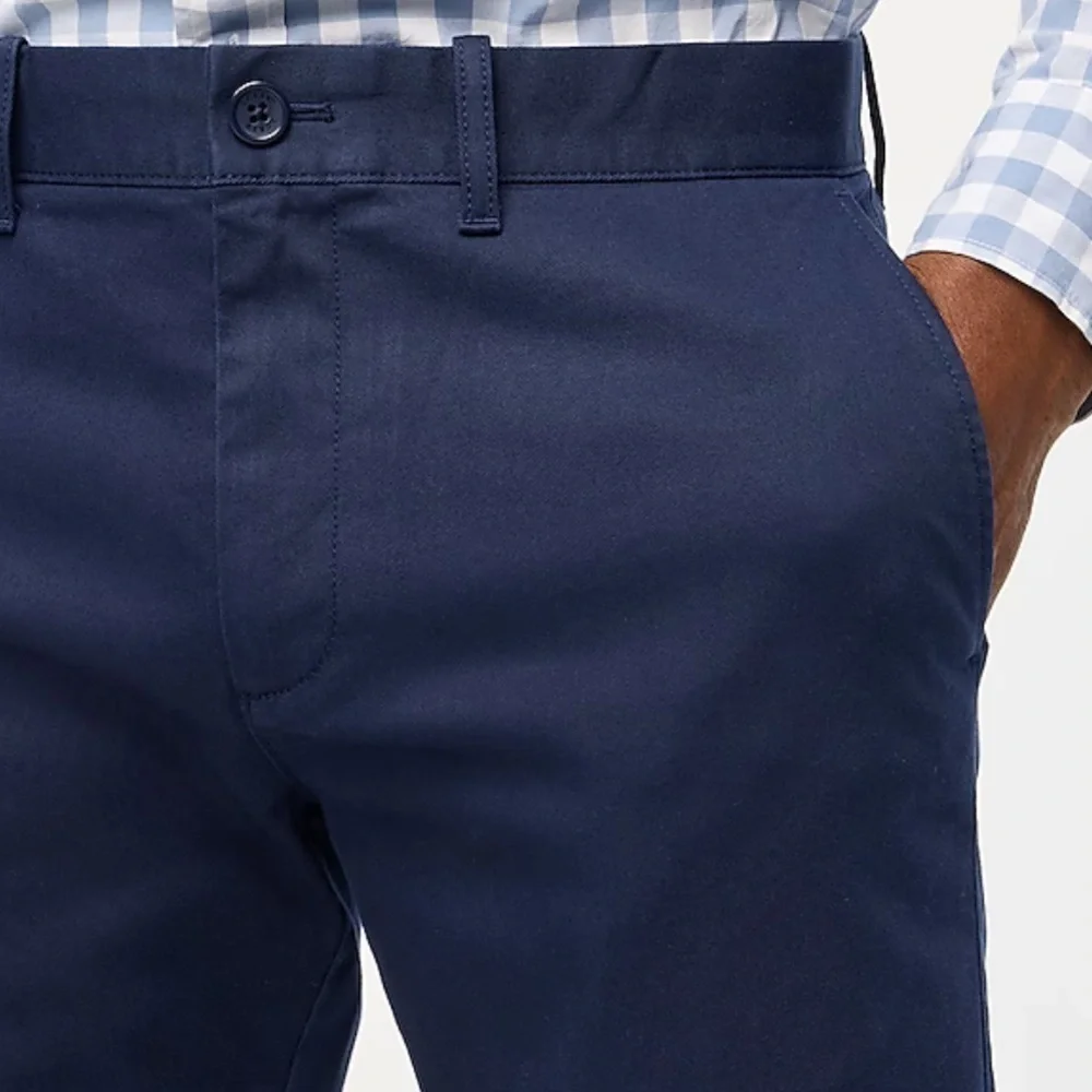J Crew Straight Leg Flat Front Cuffed Chino Pants Navy Blue 36 NWT