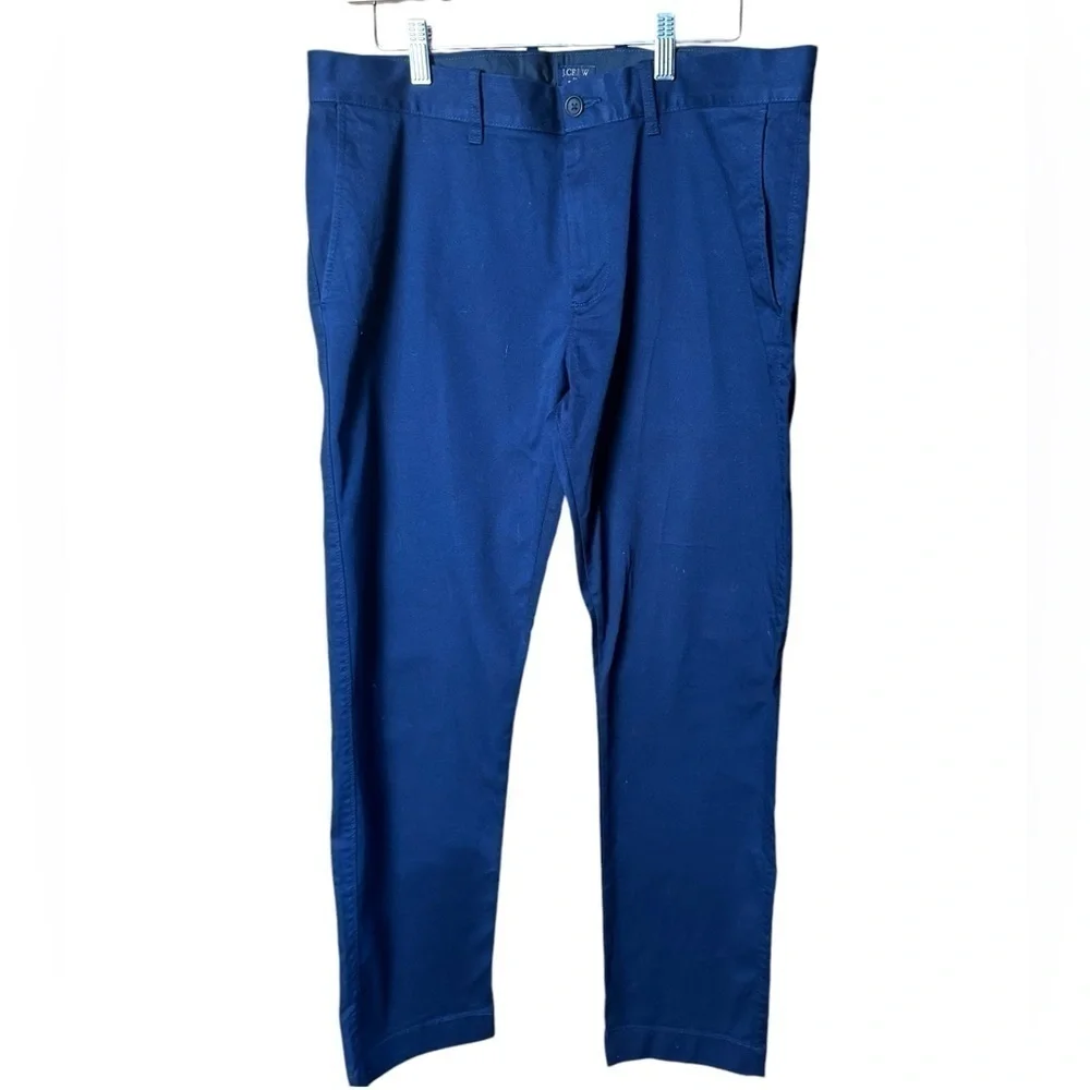J Crew Straight Leg Flat Front Cuffed Chino Pants Navy Blue 36 NWT
