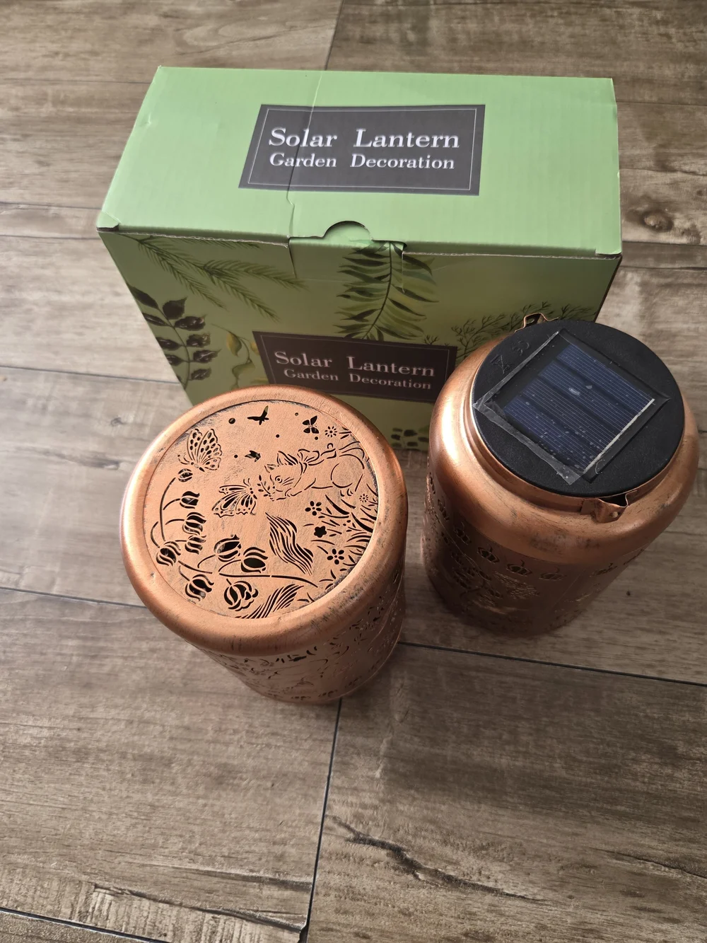Solar Copper-Tone Decorative Lanterns (Set of 2)