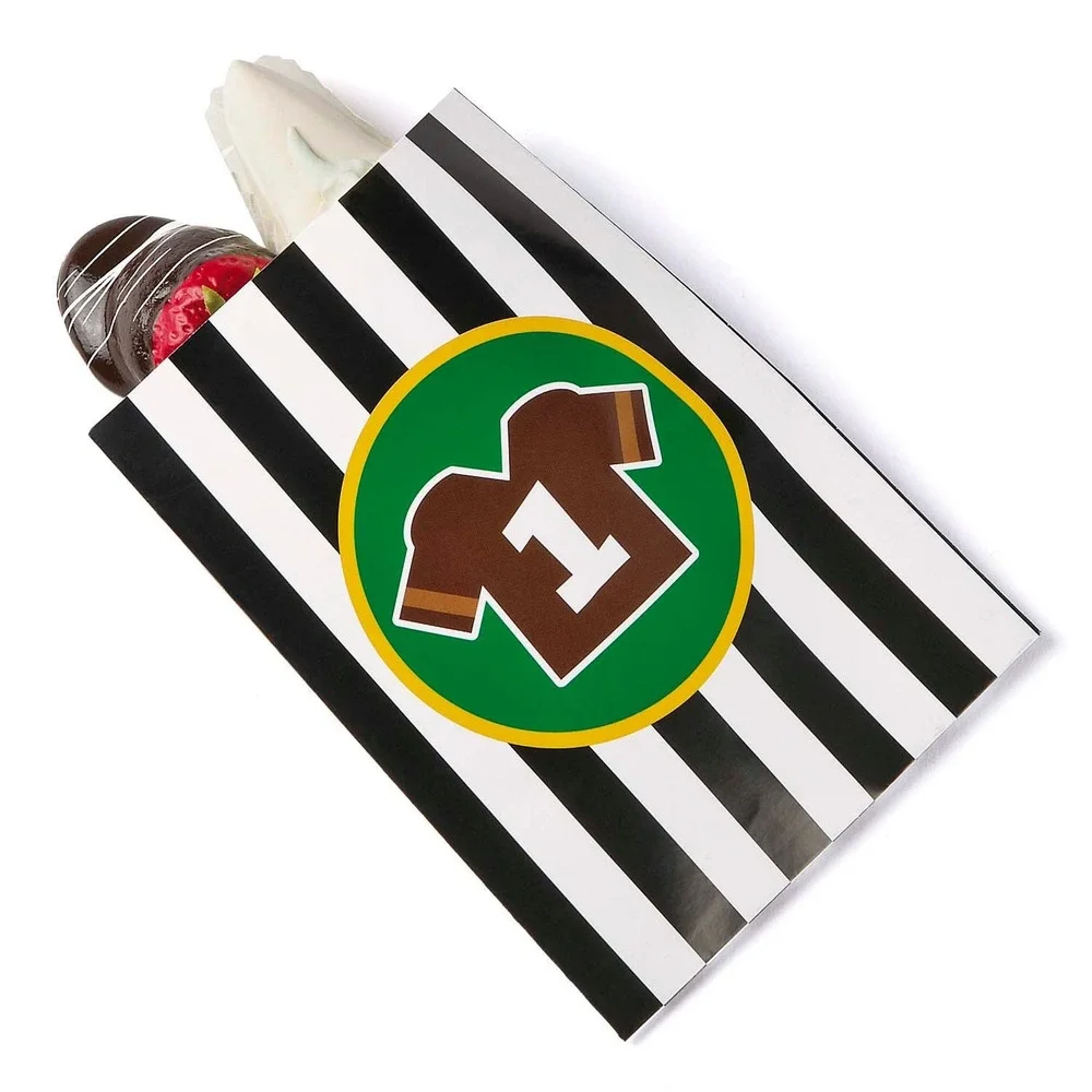 24 Football Referee‎ Striped Party Favor Bags Game Day Snack Treat Bags