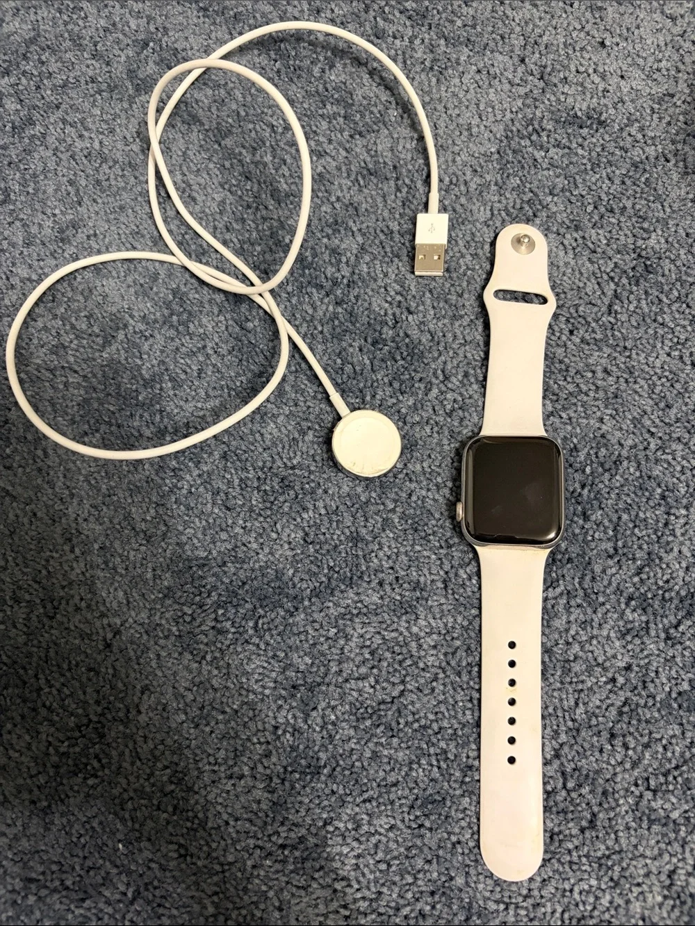 Apple White Smartwatch with White Sport Band and Charger