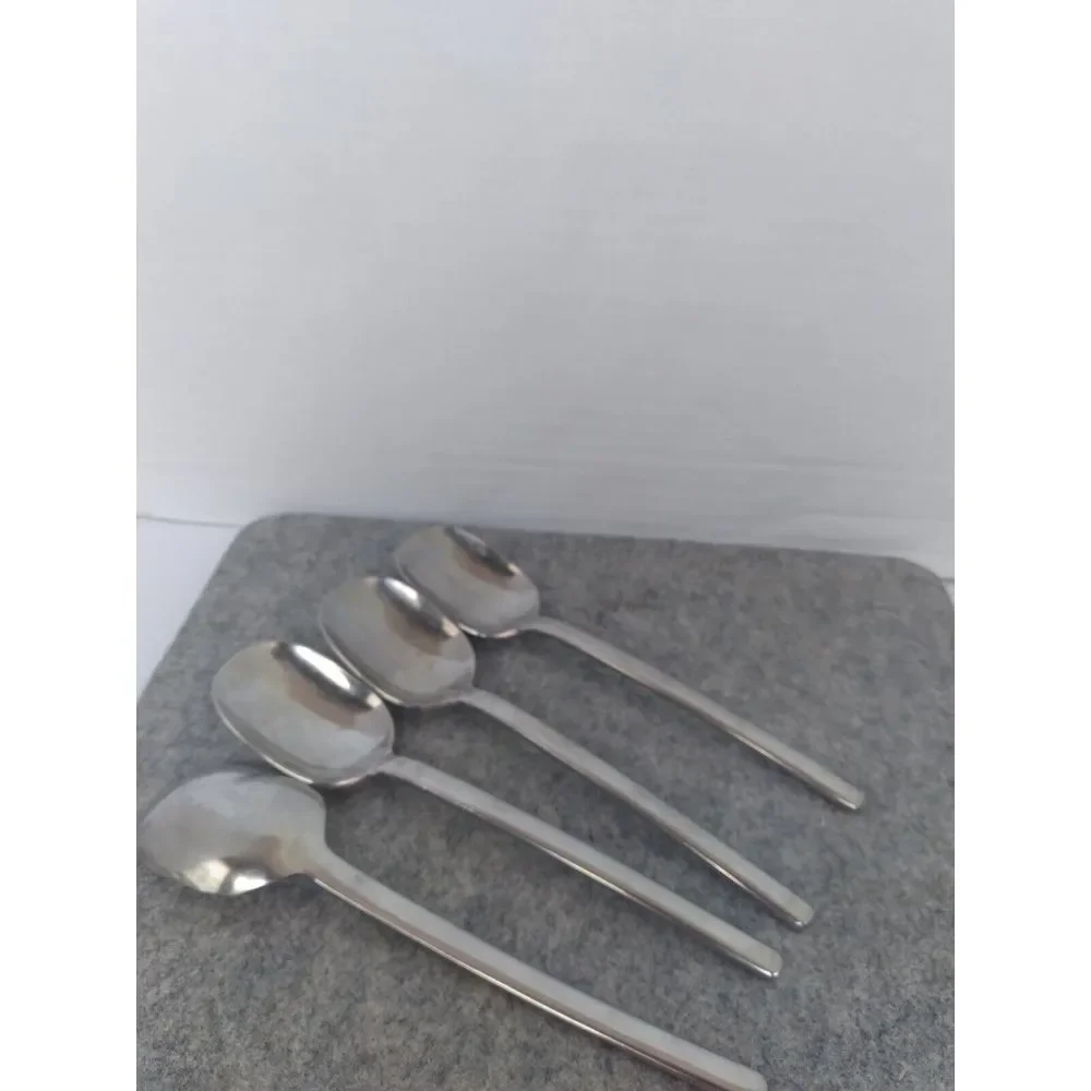 Vintage Stainless Steel Spoons Set of 4 Modern Minimalist Design Kitchen Utensil