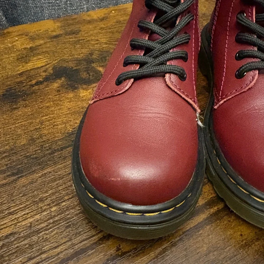 Dr. Martens 1460 Juniors‎ Burgundy Red Leather Lace Up Boots (Kids Size 1)