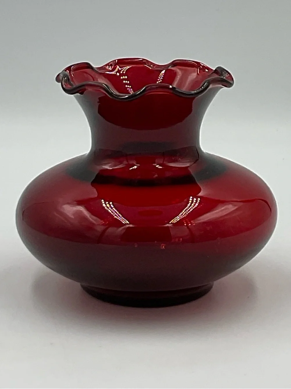 Vintage Anchor Hocking Royal Ruby Red Crimped Bud Vase