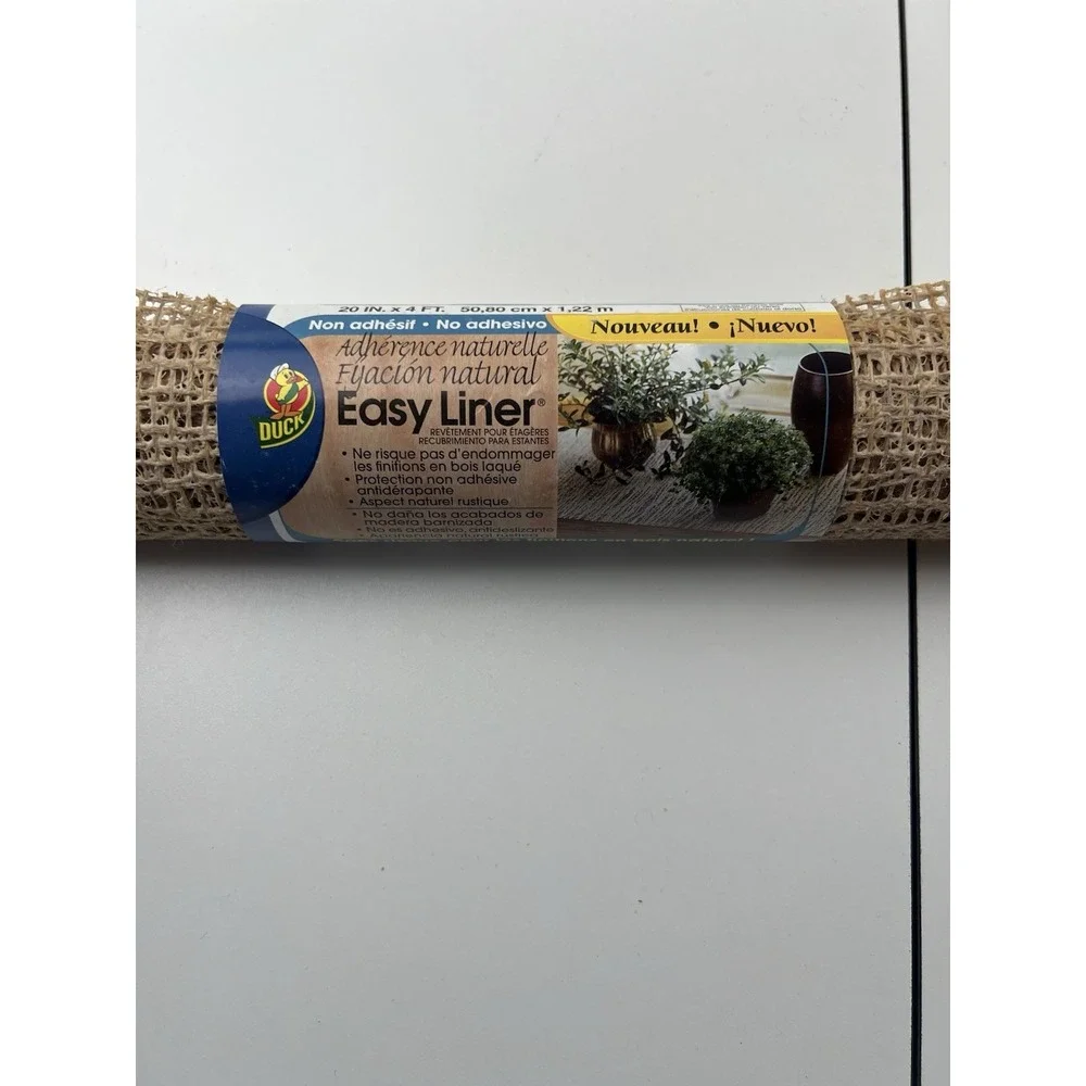 Easy Shelf Liner by Duck Brand Non-Slip Drawer Liner 20 In x 4 Ft. Burlap Look 1