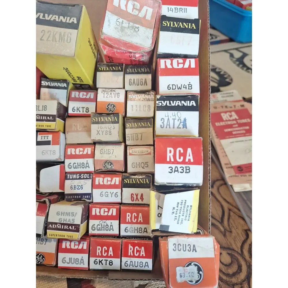 Vintage Vacuum Tubes Lot of 53 NOS Boxed RCA Sylvania GE Radio TV Audio