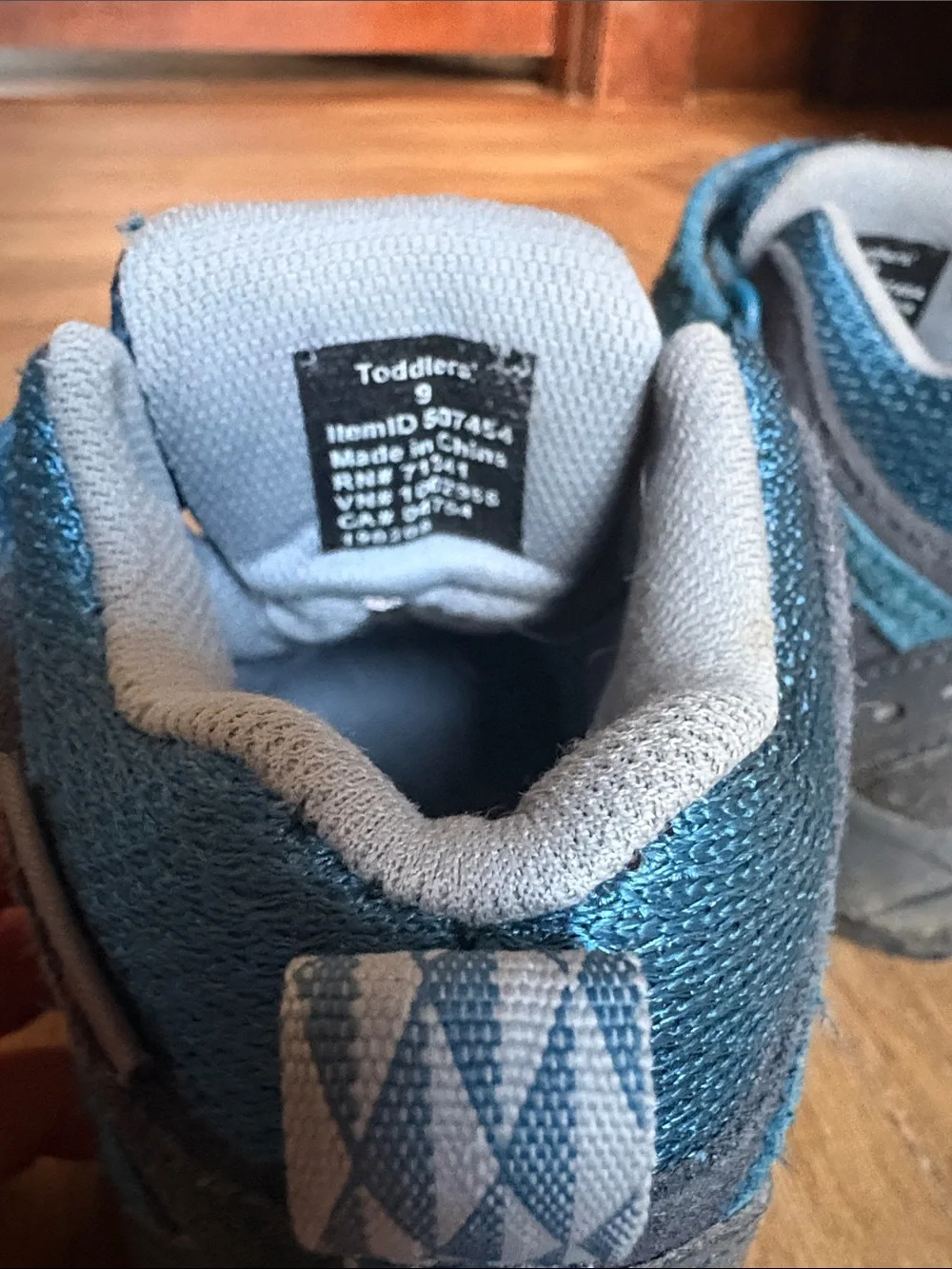 L.L. Bean Teal and Gray Kids' Velcro Hiking Boots