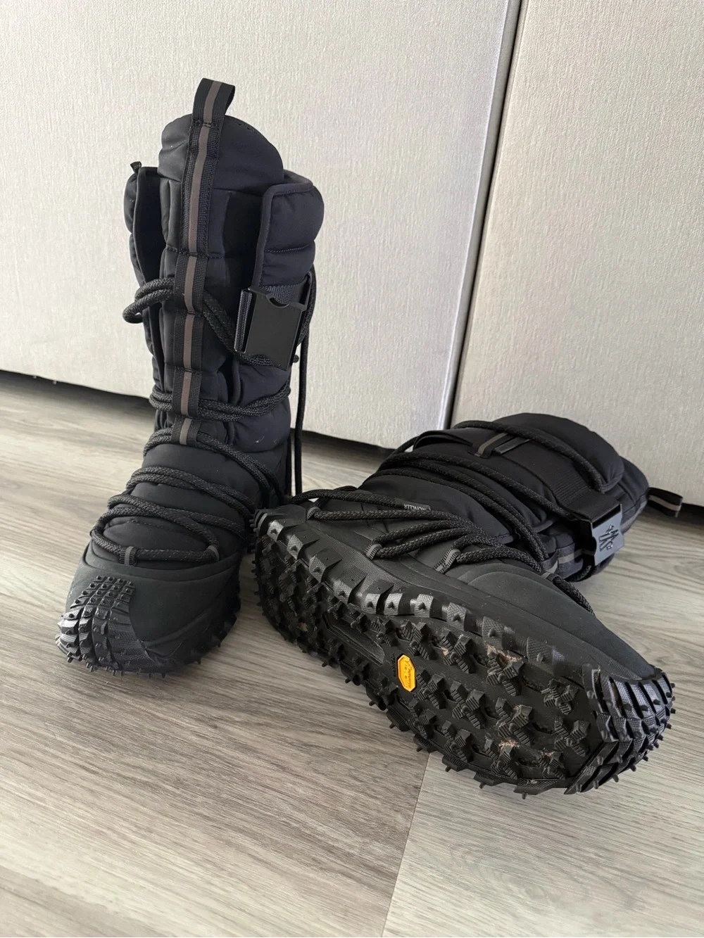 Moncler Black Quilted Lace-Up Men's Snow Boots