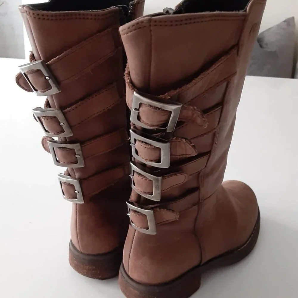 Simonetta Brown Butttery Fashionable Leather Boots - girls size 31