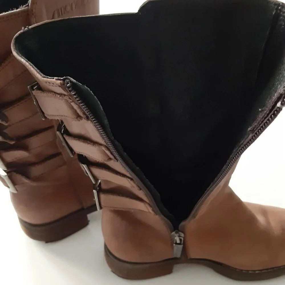 Simonetta Brown Butttery Fashionable Leather Boots - girls size 31