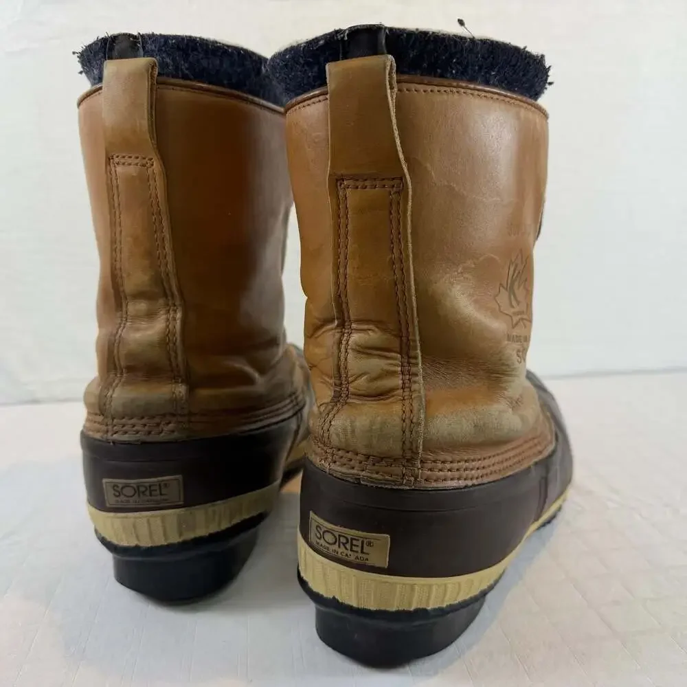 vintage Sorel Kaufman waterproof winter duck boots size 10 tan leather