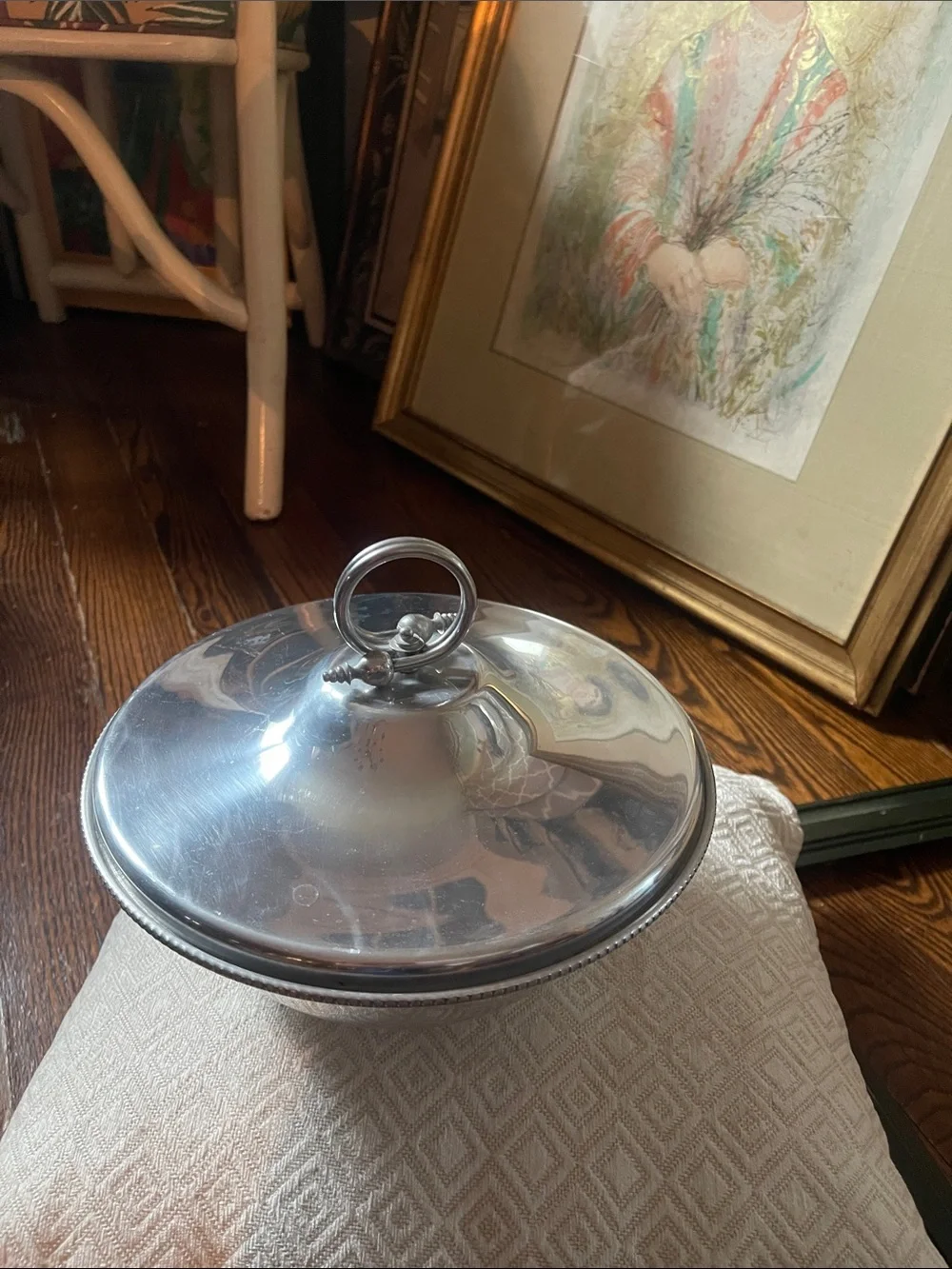 Polished Stainless Steel Covered Serving Bowl - Silver
