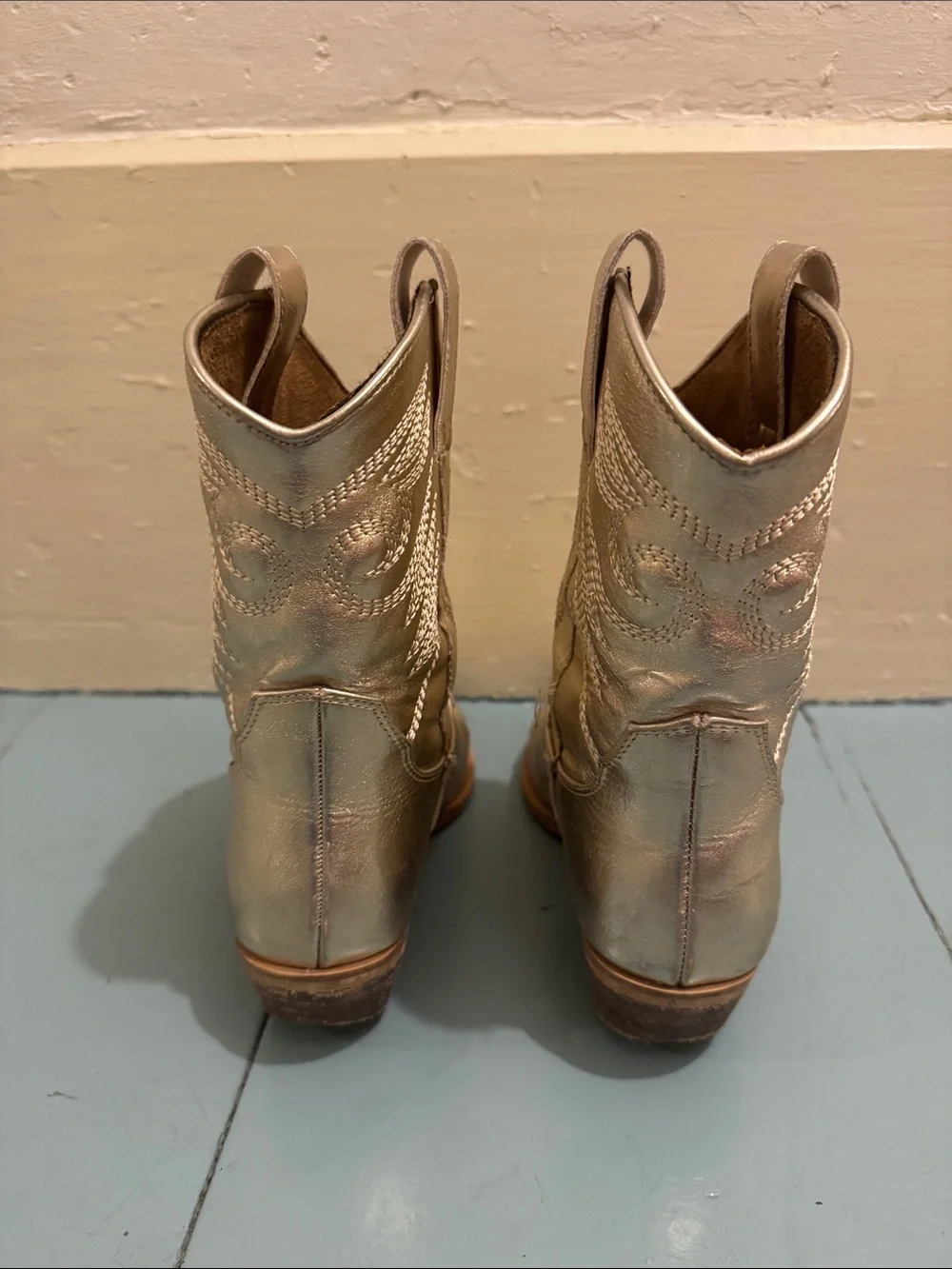 Metallic Gold girls Western cowboy Boots