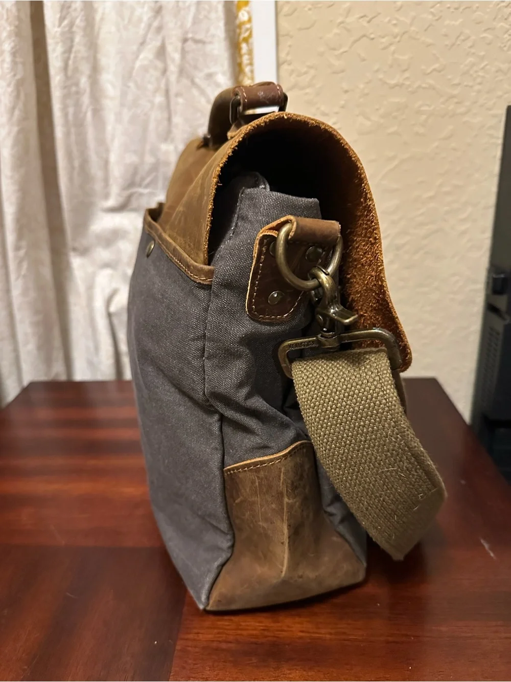 Gootium Vintage Canvas Leather Shoulder/Messenger computer Bag, Khaki 15X12